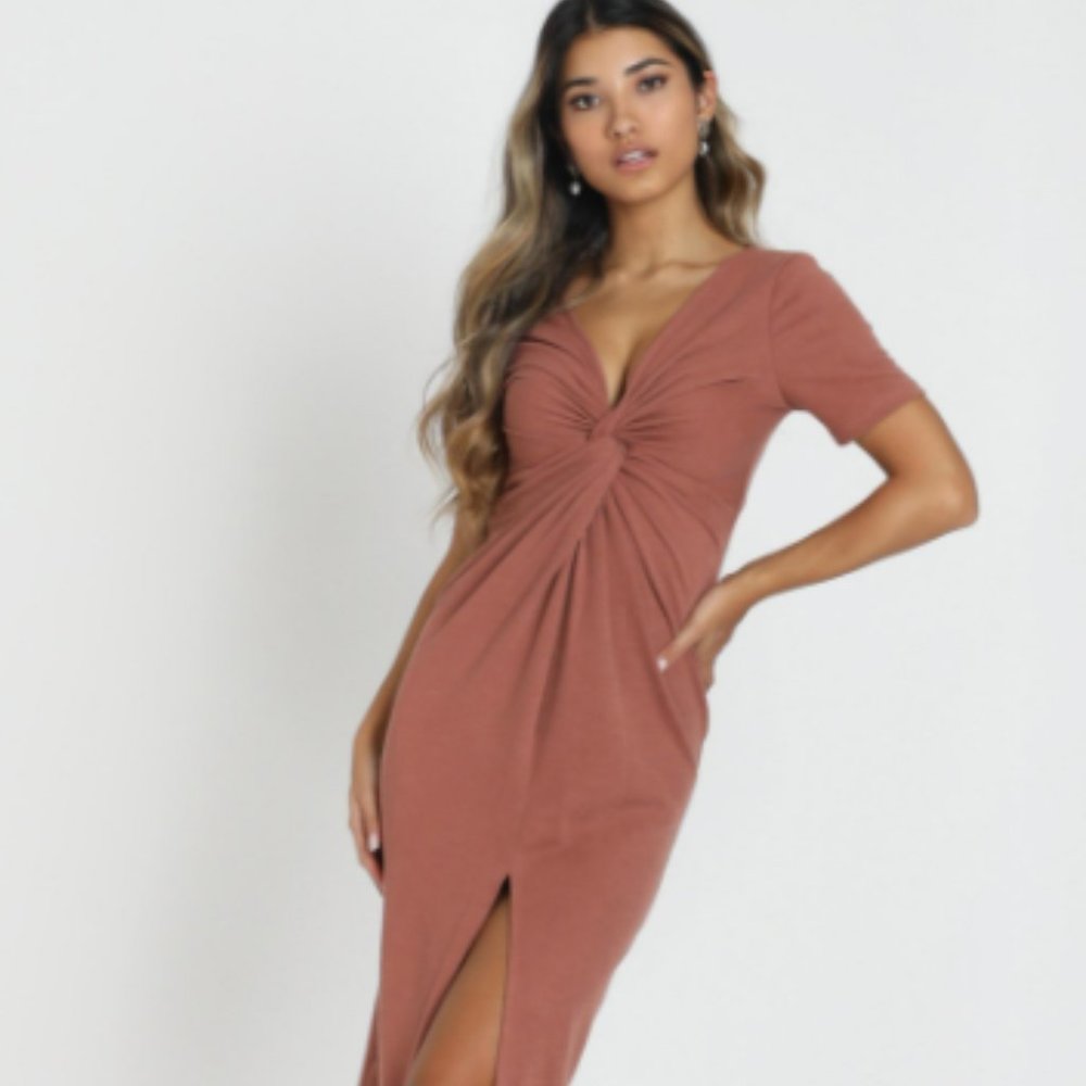 Dusty rose knot front dress